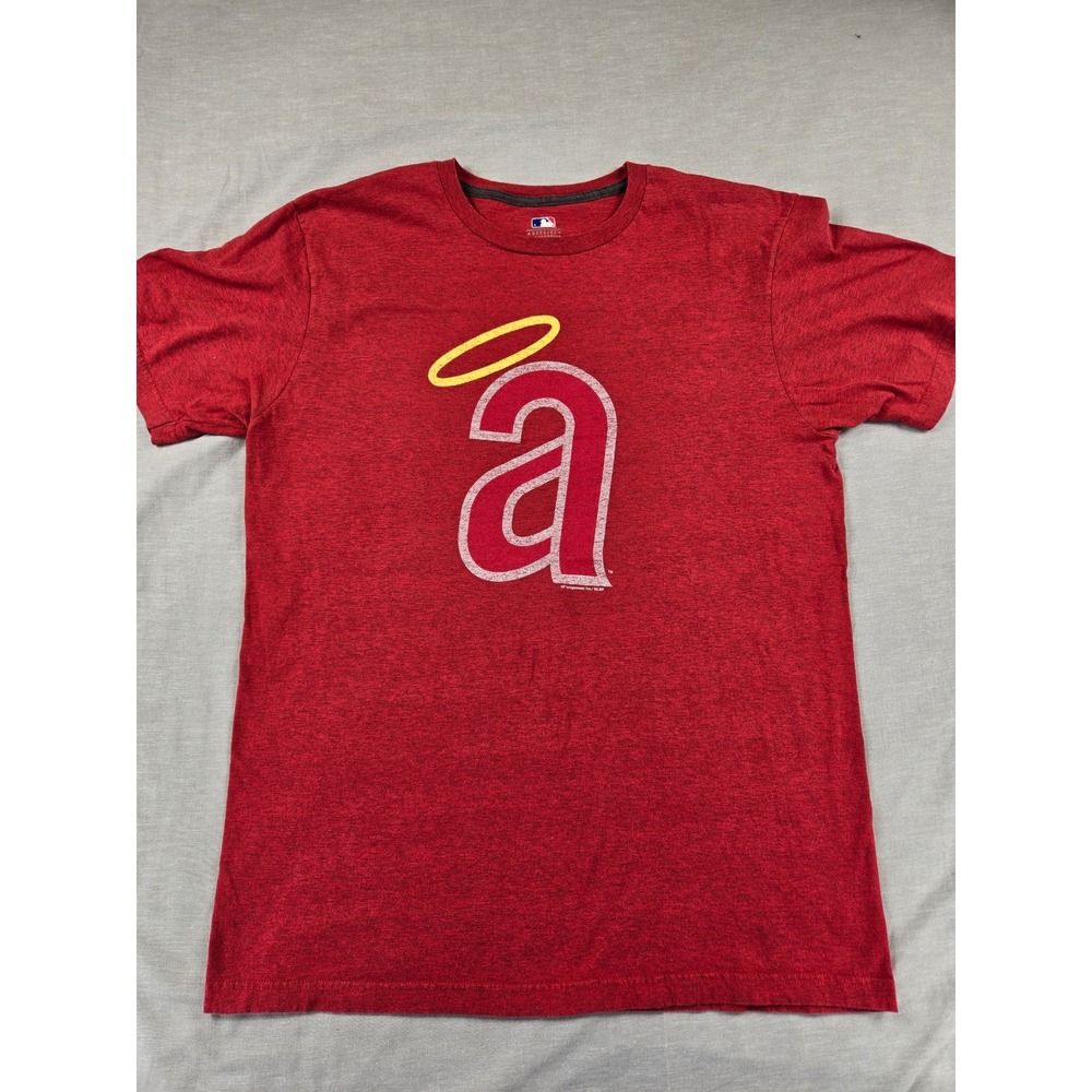 MLB Los Angeles Angels Red‎ Heather Soft Graphic T-Shirt Mens Large Halo Logo